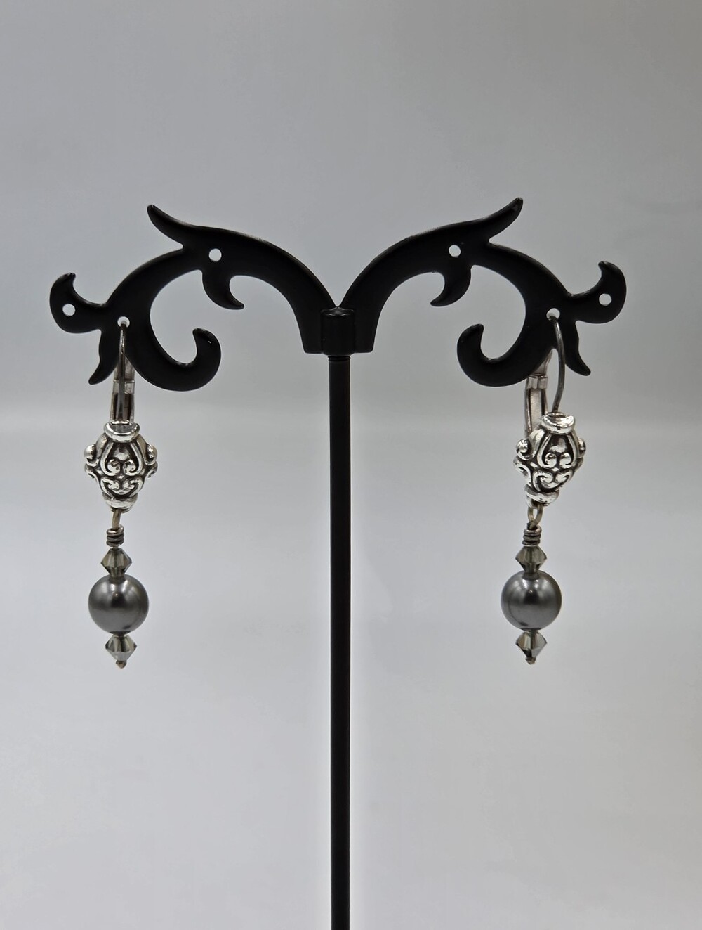 Brighton Vintage Style Silver and Gray Drop Earrings